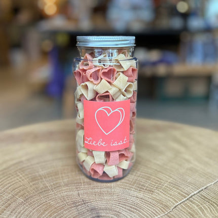SEO. Herz Pasta "Liebe isst" 200g im PET Glas - Linkreich