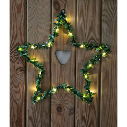 Herz Stern Fenster LED Silhouette Warmweiß Weihnachtsbeleuchtung 30cm Deko grün