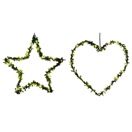 Herz Stern Fenster LED Silhouette Warmweiß Weihnachtsbeleuchtung 30cm Deko grün