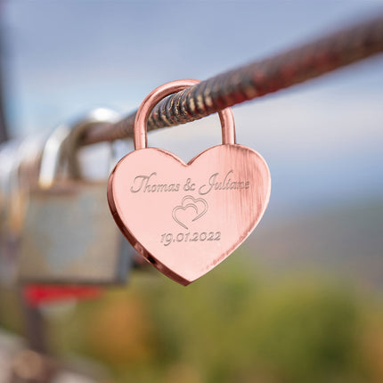 SEO. Herzschloss in Rosegold mit Gravur - Linkreich