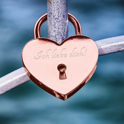SEO. Herzschloss in Rosegold mit Gravur - Linkreich