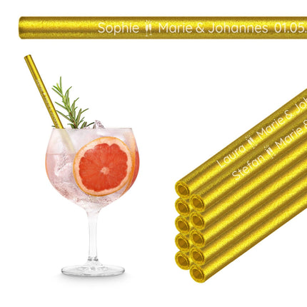 Hochzeit Gastgeschenk gravierte Glasstrohhalme mit 10 individuellen Gast Namen (Glasstrohhalme) kaufen bei Linkreich – Jetzt entdecken!