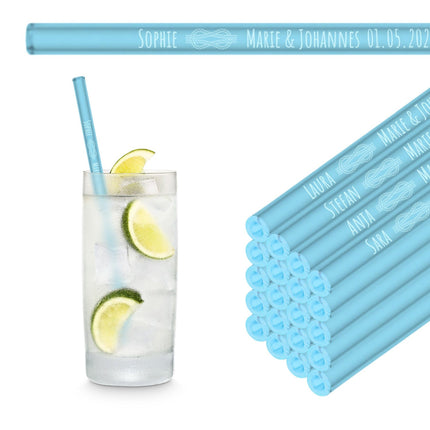 Hochzeit Gastgeschenk gravierte Glasstrohhalme mit 10 individuellen Gast Namen (Glasstrohhalme) kaufen bei Linkreich – Jetzt entdecken!