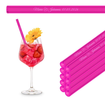 SEO. Hochzeit Gastgeschenk gravierte Glasstrohhalme mit 10 individuellen Gast Namen - 20 cm Linkreich