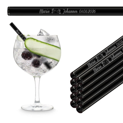 SEO. Hochzeit Gastgeschenk gravierte Glasstrohhalme mit 10 individuellen Gast Namen - 15 cm Linkreich