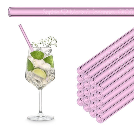 SEO. Hochzeit Gastgeschenk gravierte Glasstrohhalme mit 50 individuellen Gast Namen - 20 cm Linkreich