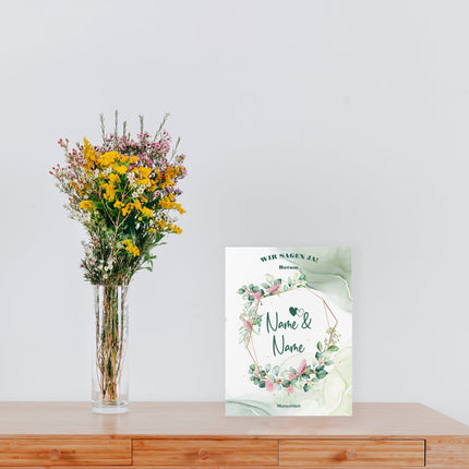 SEO. Hochzeitseinladungskarte im Eucalyptus Design - Linkreich