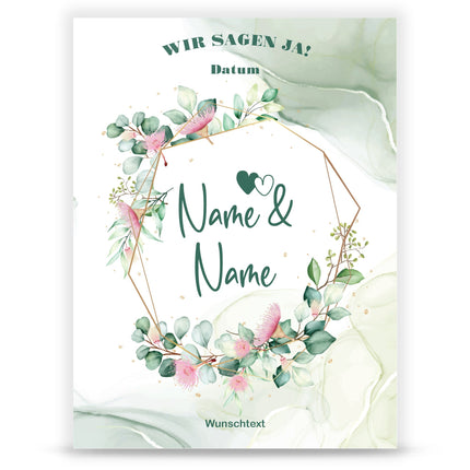 SEO. Hochzeitseinladungskarte im Eucalyptus Design - Linkreich