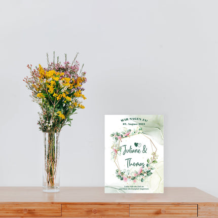 SEO. Hochzeitseinladungskarte im Eucalyptus Design - Linkreich