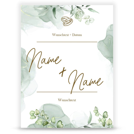 SEO. Hochzeitseinladungskarte im Eucalyptus Marble Design - Linkreich
