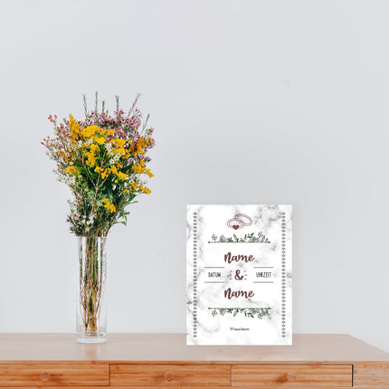 SEO. Hochzeitseinladungskarte im Marble White Design - Linkreich