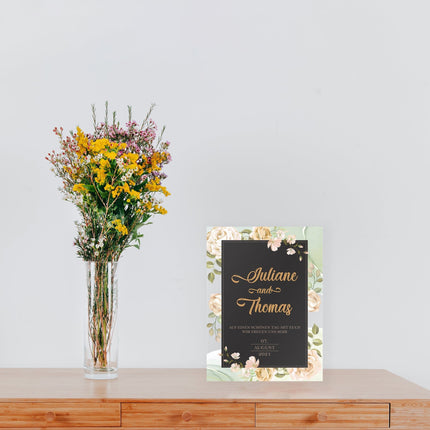 SEO. Hochzeitseinladungskarte im Roses - with - Black - and - Golden Design - Linkreich