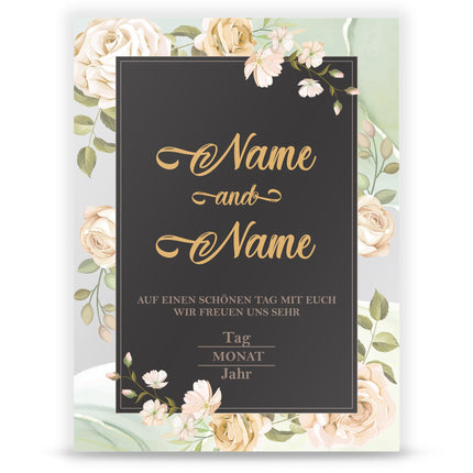 SEO. Hochzeitseinladungskarte im Roses - with - Black - and - Golden Design - Linkreich