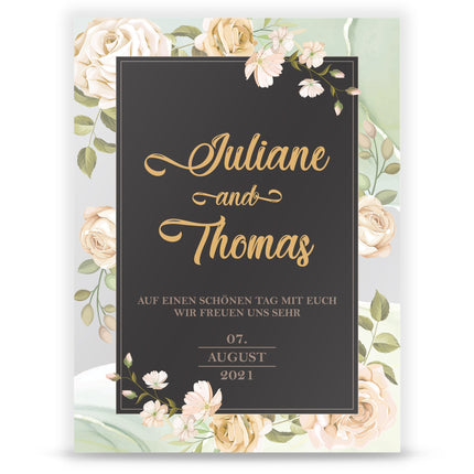SEO. Hochzeitseinladungskarte im Roses - with - Black - and - Golden Design - Linkreich