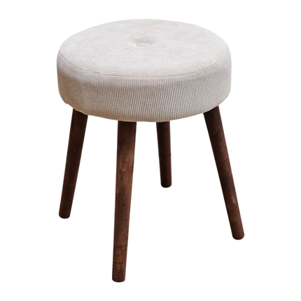 Hocker Fußhocker Polsterhocker Cord Holzbeine Sitzhocker rund beige 35x45 cm (Hocker) kaufen bei Linkreich – Jetzt entdecken!