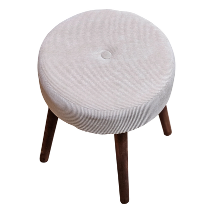Hocker Fußhocker Polsterhocker Cord Holzbeine Sitzhocker rund beige 35x45 cm (Hocker) kaufen bei Linkreich – Jetzt entdecken!