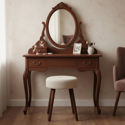 Hocker Fußhocker Polsterhocker Cord Holzbeine Sitzhocker rund beige 35x45 cm (Hocker) kaufen bei Linkreich – Jetzt entdecken!