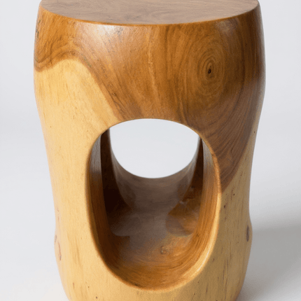 Holz Beistelltisch – Couchtisch Blumenhocker Hocker - Handgefertigt – Abgerundet mit O - Ausschnitt Suar - Holz - 50x30x30 cm (Beistelltisch) kaufen bei Linkreich – Jetzt entdecken!