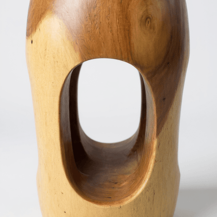 Holz Beistelltisch – Couchtisch Blumenhocker Hocker - Handgefertigt – Abgerundet mit O - Ausschnitt Suar - Holz - 50x30x30 cm (Beistelltisch) kaufen bei Linkreich – Jetzt entdecken!