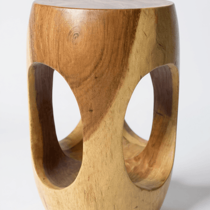 Holz Beistelltisch – Couchtisch Blumenhocker Hocker - Handgefertigt – Abgerundet mit O - Ausschnitt Suar - Holz - 50x30x30 cm (Beistelltisch) kaufen bei Linkreich – Jetzt entdecken!