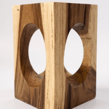Holz Beistelltisch – Couchtisch Blumenhocker Hocker - Handgefertigt – Eckig mit O - Ausschnitt Suarholz - 45x30x30 cm (Beistelltisch) kaufen bei Linkreich – Jetzt entdecken!