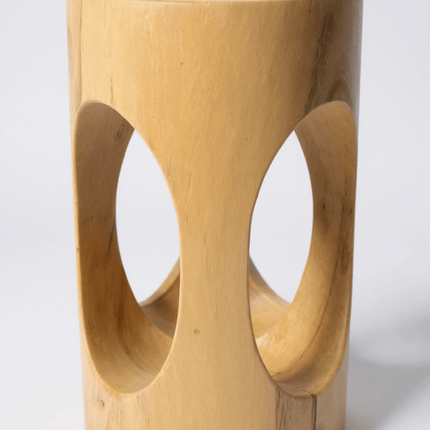 Holz Beistelltisch - Holzhocker Blumenhocker Hocker - Handgefertigt - Rund mit O - Ausschnitt Saman - Holz - 50x30x30 cm (Beistelltisch) kaufen bei Linkreich – Jetzt entdecken!