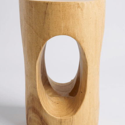 Holz Beistelltisch - Holzhocker Blumenhocker Hocker - Handgefertigt - Rund mit O - Ausschnitt Saman - Holz - 50x30x30 cm (Beistelltisch) kaufen bei Linkreich – Jetzt entdecken!