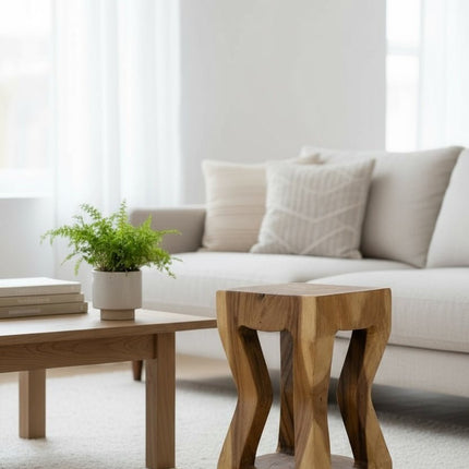 Holz Beistelltisch - Holzhocker Couchtisch Ablagetisch - Handgefertigt - Massives Suarholz - 50x28x28 cm () kaufen bei Linkreich – Jetzt entdecken!