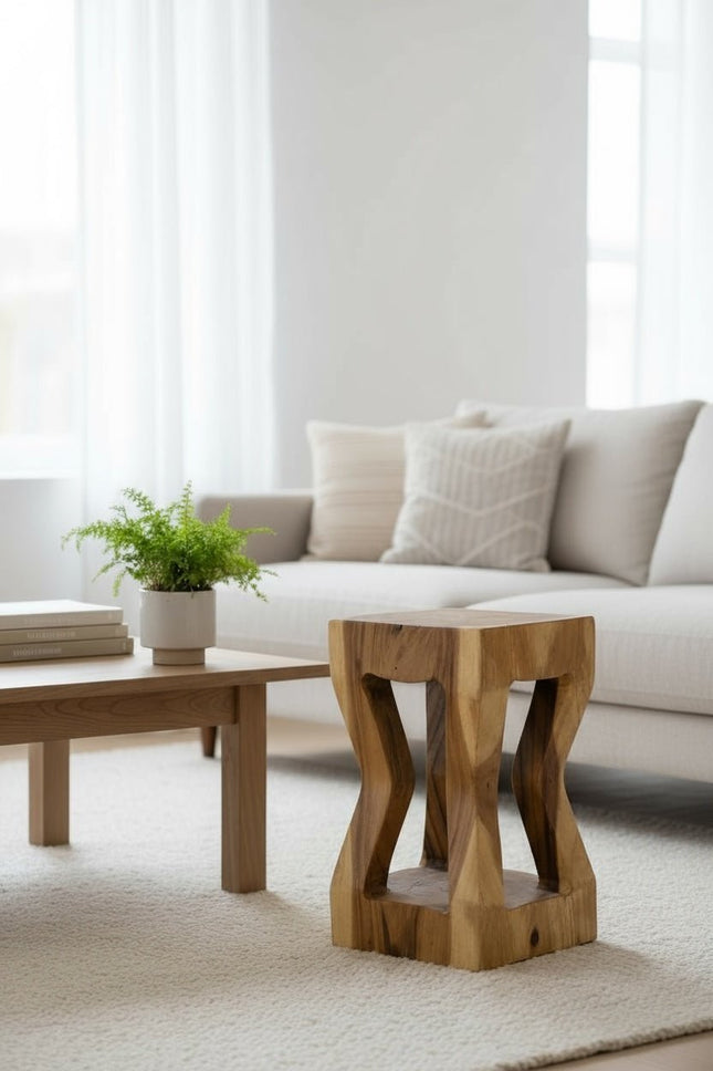 Holz Beistelltisch - Holzhocker Couchtisch Ablagetisch - Handgefertigt - Massives Suarholz - 50x28x28 cm () kaufen bei Linkreich – Jetzt entdecken!