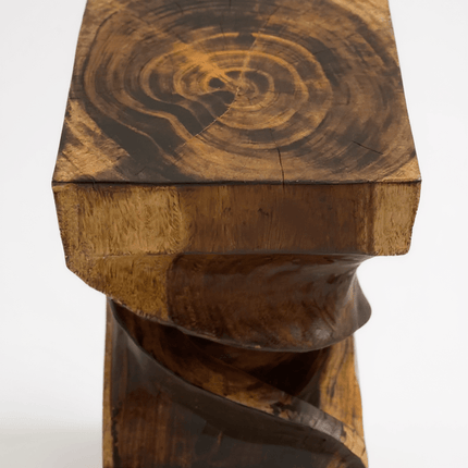 Holz Beistelltisch - Holzhocker Couchtisch - Flambierter Handgefertigt - Gedreht aus massivem Suarholz - 50x28x28 cm () kaufen bei Linkreich – Jetzt entdecken!