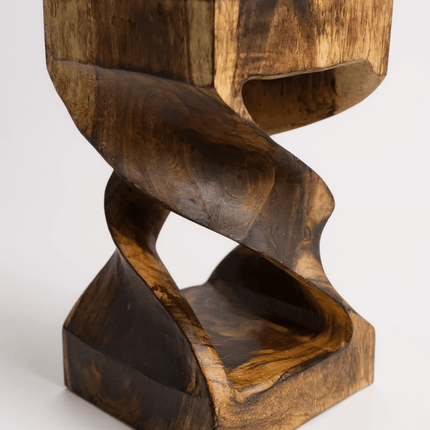 Holz Beistelltisch - Holzhocker Couchtisch - Flambierter Handgefertigt - Gedreht aus massivem Suarholz - 50x28x28 cm () kaufen bei Linkreich – Jetzt entdecken!