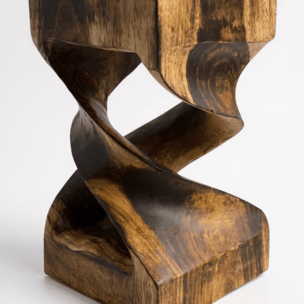 Holz Beistelltisch - Holzhocker Couchtisch - Flambierter Handgefertigt - Gedreht aus massivem Suarholz - 50x28x28 cm () kaufen bei Linkreich – Jetzt entdecken!