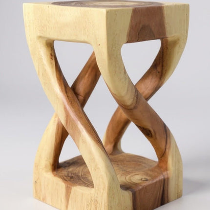 Holz Beistelltisch - Holzhocker Couchtisch - Handgefertigt - Gedreht aus hellen massivem Suarholz - 50x28x28 cm () kaufen bei Linkreich – Jetzt entdecken!