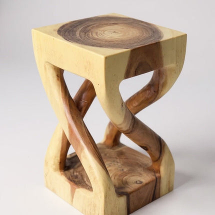 Holz Beistelltisch - Holzhocker Couchtisch - Handgefertigt - Gedreht aus hellen massivem Suarholz - 50x28x28 cm () kaufen bei Linkreich – Jetzt entdecken!