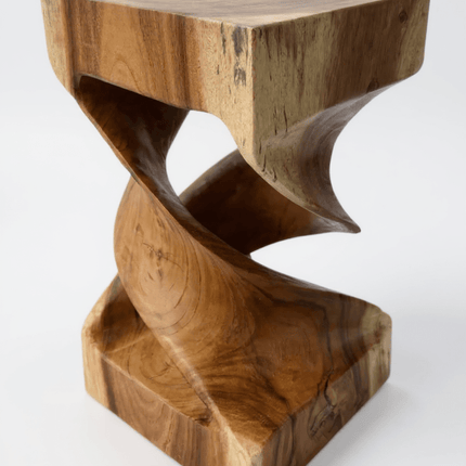 Holz Beistelltisch - Holzhocker Couchtisch - Handgefertigt - Gedreht aus massivem Suarholz - 50x28x28 cm () kaufen bei Linkreich – Jetzt entdecken!