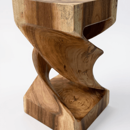 Holz Beistelltisch - Holzhocker Couchtisch - Handgefertigt - Gedreht aus massivem Suarholz - 50x28x28 cm () kaufen bei Linkreich – Jetzt entdecken!