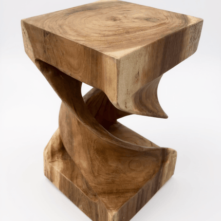 Holz Beistelltisch - Holzhocker Couchtisch - Handgefertigt - Gedreht aus massivem Suarholz - 50x28x28 cm () kaufen bei Linkreich – Jetzt entdecken!
