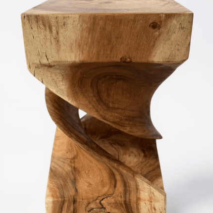Holz Beistelltisch - Holzhocker Couchtisch - Handgefertigt - Gedreht aus massivem Suarholz - 50x28x28 cm () kaufen bei Linkreich – Jetzt entdecken!