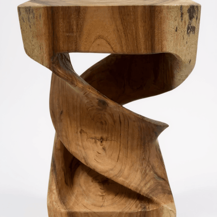 Holz Beistelltisch - Holzhocker Couchtisch - Handgefertigt - Gedreht aus massivem Suarholz - 50x28x28 cm () kaufen bei Linkreich – Jetzt entdecken!