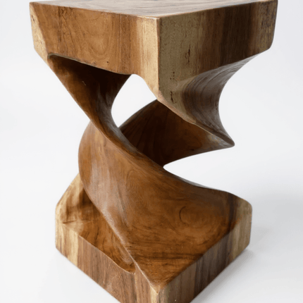 Holz Beistelltisch - Holzhocker Couchtisch - Handgefertigt - Gedreht aus massivem Suarholz - 50x28x28 cm () kaufen bei Linkreich – Jetzt entdecken!