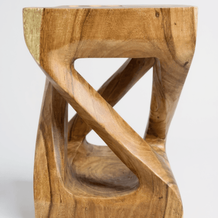 Holz Beistelltisch - Holzhocker Couchtisch - Handgefertigt – Kantig gedreht aus massivem Suarholz - 50x28x28 cm (Beistelltisch) kaufen bei Linkreich – Jetzt entdecken!
