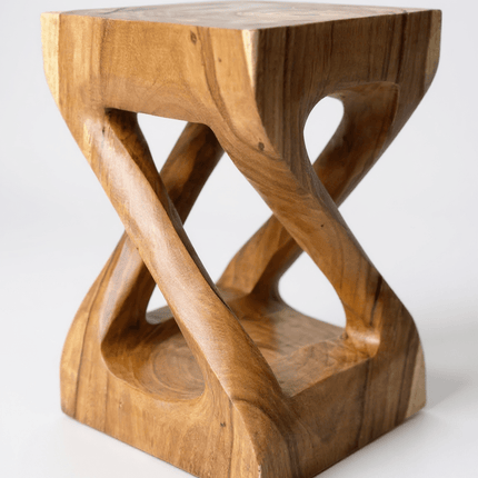 Holz Beistelltisch - Holzhocker Couchtisch - Handgefertigt – Kantig gedreht aus massivem Suarholz - 50x28x28 cm (Beistelltisch) kaufen bei Linkreich – Jetzt entdecken!