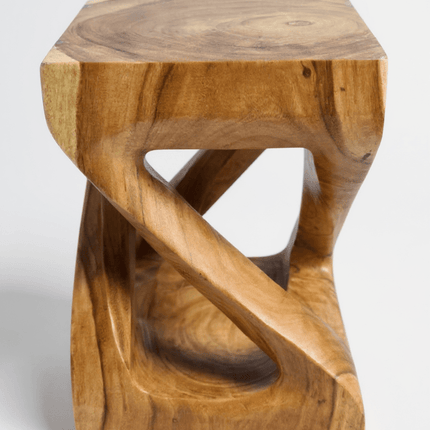 Holz Beistelltisch - Holzhocker Couchtisch - Handgefertigt – Kantig gedreht aus massivem Suarholz - 50x28x28 cm (Beistelltisch) kaufen bei Linkreich – Jetzt entdecken!