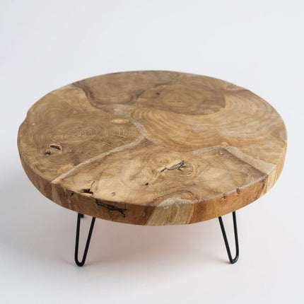 Holz Couchtisch – Beistelltisch Kaffeetisch – Mit drei Metallbeinen – Rund aus Teakholz – 60x60x43 cm (Beistelltisch) kaufen bei Linkreich – Jetzt entdecken!