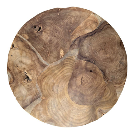 Holz Couchtisch – Beistelltisch Kaffeetisch – Mit drei Metallbeinen – Rund aus Teakholz – 60x60x43 cm (Beistelltisch) kaufen bei Linkreich – Jetzt entdecken!