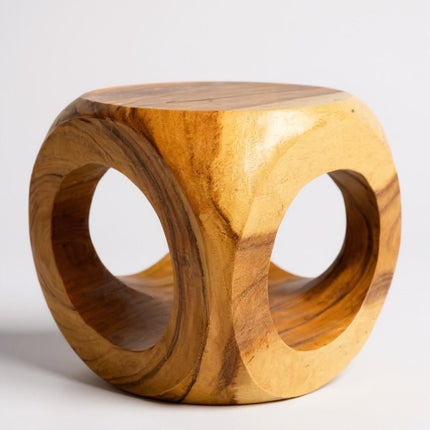 Holz Hocker – Pflanzenhocker Beistelltisch – Modern mit rundem Ausschnitt – Würfelform aus Massivholz – 40x40x40 cm (Beistelltisch) kaufen bei Linkreich – Jetzt entdecken!