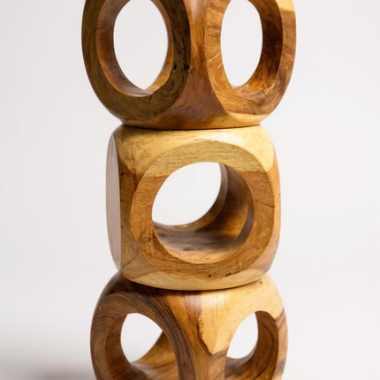 Holz Hocker – Pflanzenhocker Beistelltisch – Modern mit rundem Ausschnitt – Würfelform aus Massivholz – 40x40x40 cm (Beistelltisch) kaufen bei Linkreich – Jetzt entdecken!