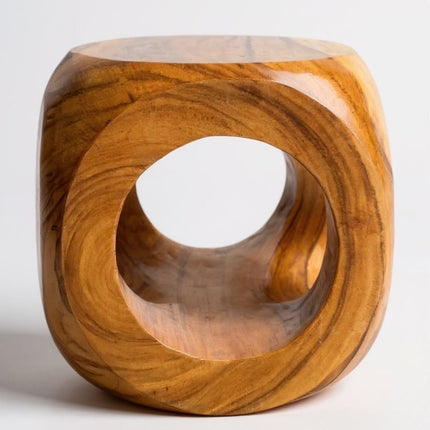 Holz Hocker – Pflanzenhocker Beistelltisch – Modern mit rundem Ausschnitt – Würfelform aus Massivholz – 40x40x40 cm (Beistelltisch) kaufen bei Linkreich – Jetzt entdecken!