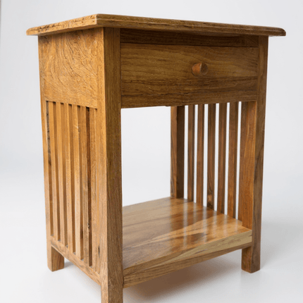 Holz Nachtkommode – Beistelltisch Nachttisch Nachtschrank – Vintage - Look aus massiven Teakholz - 50x40x30 cm (Nachttisch) kaufen bei Linkreich – Jetzt entdecken!