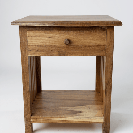 Holz Nachtkommode – Beistelltisch Nachttisch Nachtschrank – Vintage - Look aus massiven Teakholz - 50x40x30 cm (Nachttisch) kaufen bei Linkreich – Jetzt entdecken!